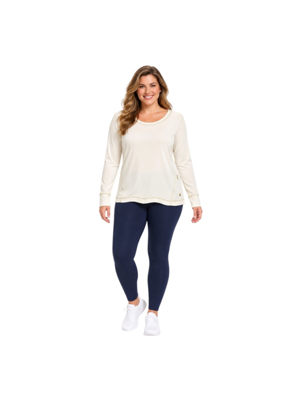 Lilly Pulitzer Luxletic Ivory Gold Trim Long-Sleeve Top Size XL